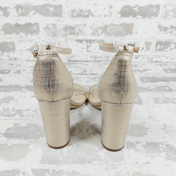 New Sam Edelman Yaro Gold Ankle Strap High Heel Sandal T496 - Picture 6 of 12